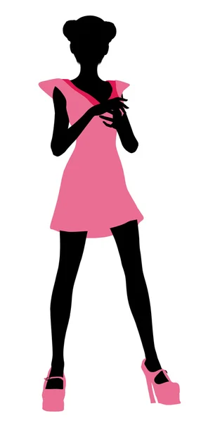 유행 소녀 그림 silhouette3 — 스톡 사진