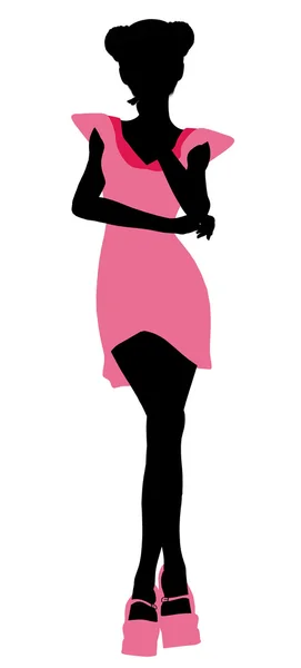 ファッショナブルな女の子イラスト silhouette3 — ストック写真