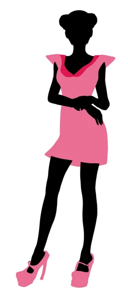 Modna dziewczynka ilustracja silhouette3 — Zdjęcie stockowe