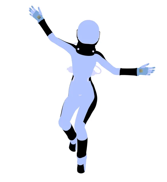 Sylwetka ilustracja kobieta astronautów — Zdjęcie stockowe