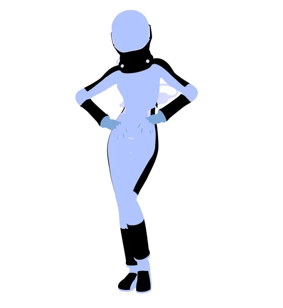 Silhueta de ilustração de astronauta feminino — Fotografia de Stock