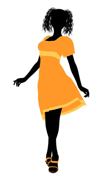 Modische Mädchen Illustration Silhouette 4 — Stockfoto