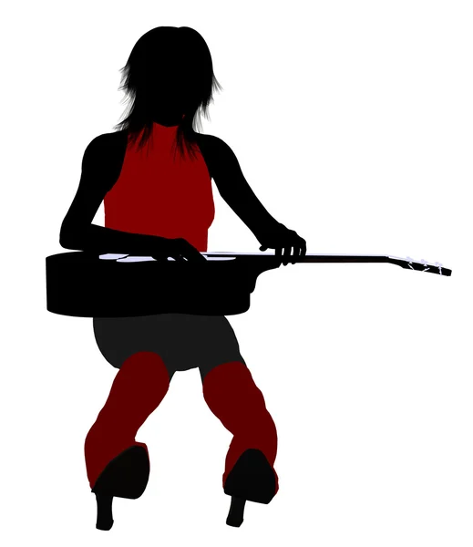 Kvinnliga musiker illustration siluett — Stockfoto