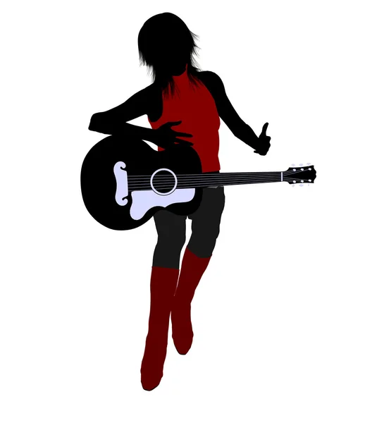 Vrouwelijke musicus illustratie silhouet — Stockfoto