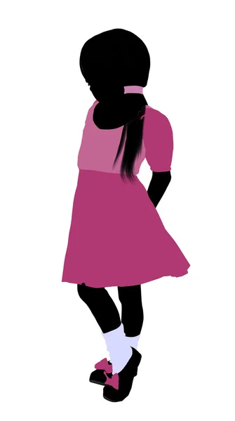 Kavkazská dívka ilustrace silhouette — Stock fotografie