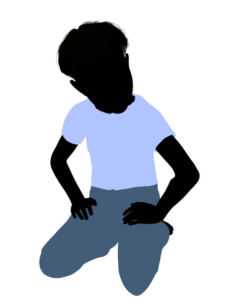 Caucasico ragazzo illustrazione silhouette — Foto Stock
