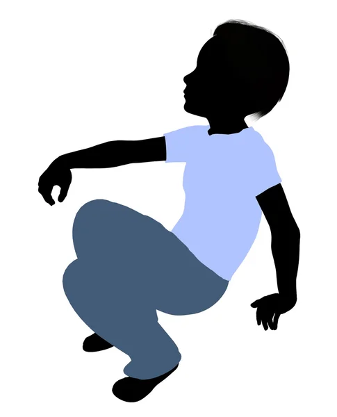 Silueta de ilustración de niño caucásico — Foto de Stock