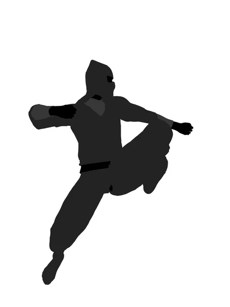 Mannlig ninja Illustrasjon Silhouette – stockfoto