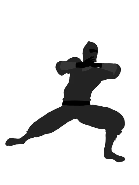 Erkek ninja illüstrasyon siluet — Stok fotoğraf