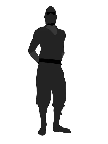 Silueta de ilustración Ninja masculina —  Fotos de Stock