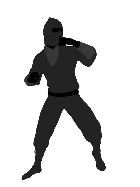Silueta de ilustración Ninja masculina —  Fotos de Stock