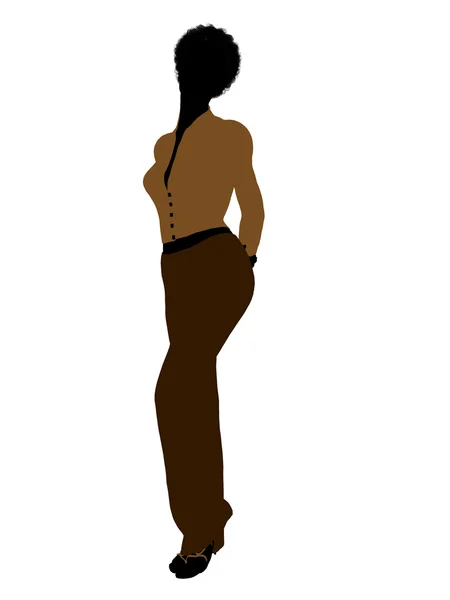 Afro-americano Feminino Escritório Ilustração Silh — Fotografia de Stock