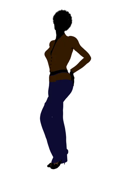 Afro-americano Feminino Escritório Ilustração Silh — Fotografia de Stock