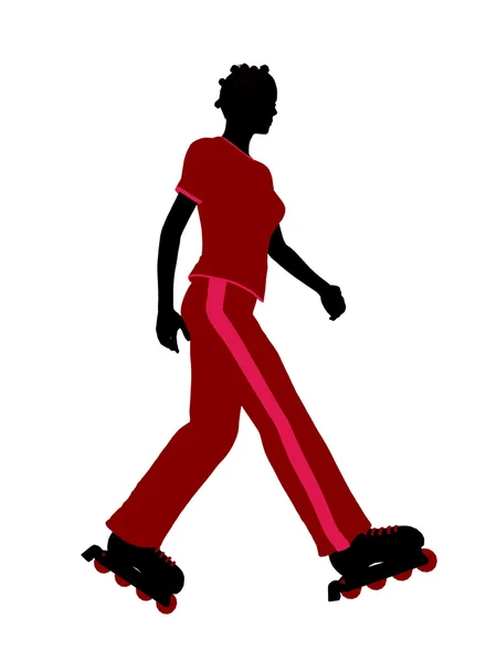 stock image African American Female Roller Skater Silhouette