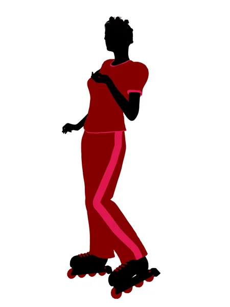African American Female Roller Skater Silhouette — Stock Photo, Image