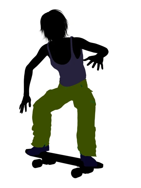 Manliga skateboardåkare siluett — Stockfoto