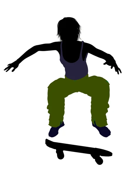 Мужской скейтбордистский силуэт — стоковое фото