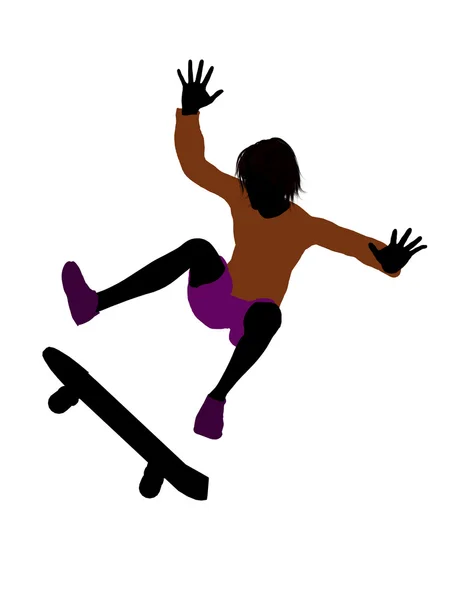 Скейтбордист чоловічий силует — стокове фото