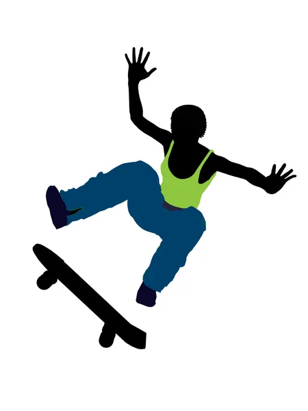 African American Skateboarder Silhouette — Stock Photo, Image