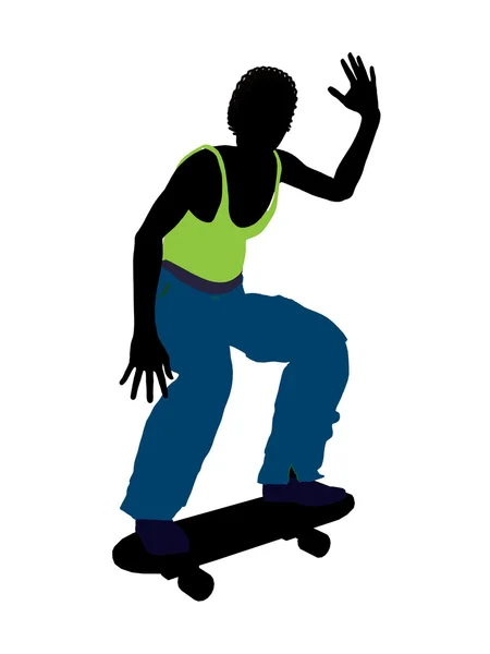 Afrikaanse Amerikaans skateboarder silhouet — Stockfoto