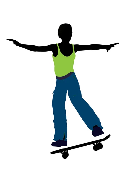 Afryki amerykański Skater sylwetka — Zdjęcie stockowe
