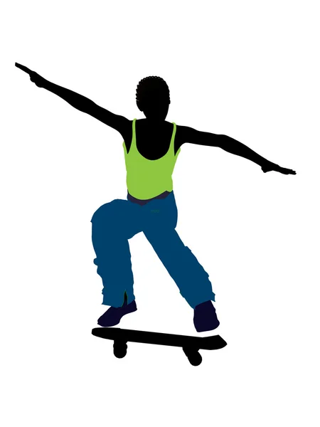 Афроамериканский скейтбордист — стоковое фото