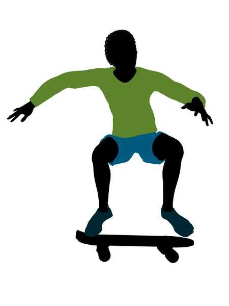 Silhouette da skateboarder afroamericano — Foto Stock