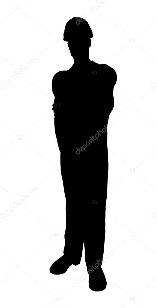 Male Construction Worker Illustration Silhouette — Stock Photo ...