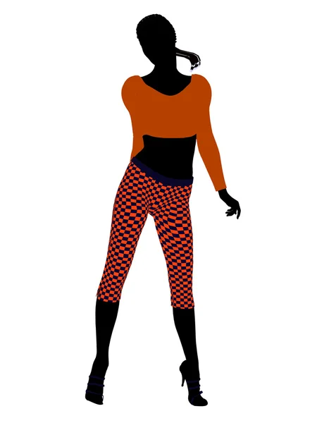 Afro-americano Casual Mulher Ilustração Silho — Fotografia de Stock