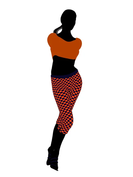 Afro-amerikai alkalmi nő ábra silho — Stock Fotó