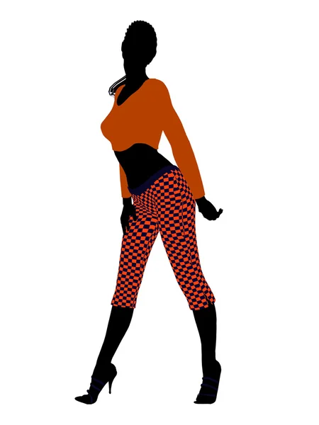 Afrikanisch amerikanisch casual woman illustration silho — Stockfoto