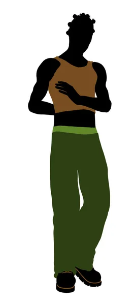 非洲裔美国休闲插画剪影 — 图库照片