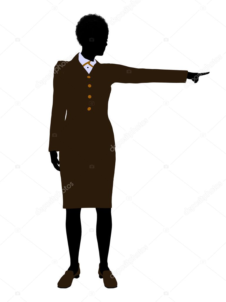 African American Female Office Illustration Silh