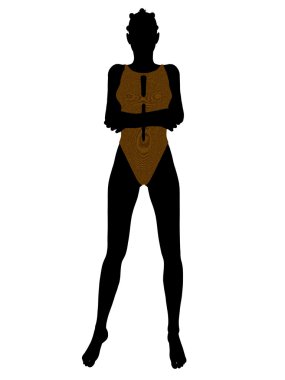 Afrikalı-Amerikalı kadın mayo siluet