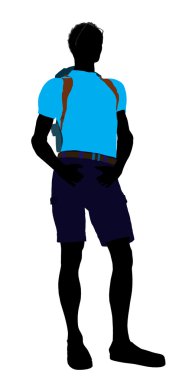 African American Hiker Silhouette