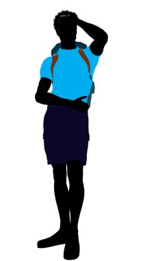 African American Hiker Silhouette