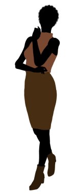 Afrikalı-Amerikalı kadın office çizim silh