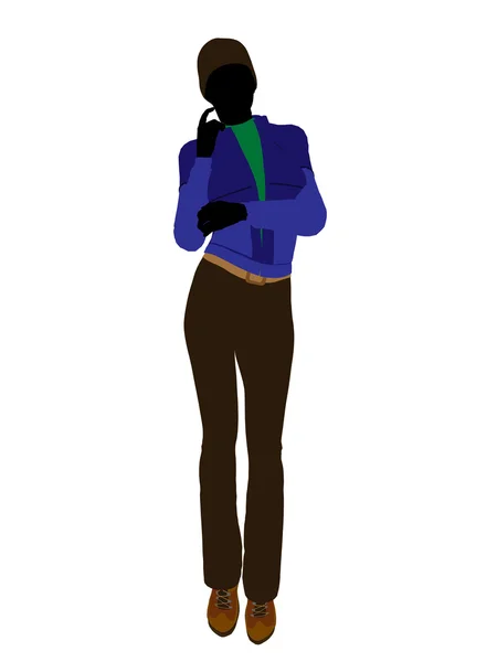 Venkovní žena ilustrace silhouette — Stock fotografie