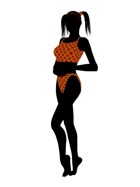Silhueta feminina de maiô — Fotografia de Stock