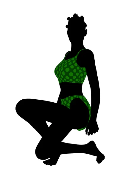 Afro-Amerikaanse vrouwelijke zwembroek silhouet — Stockfoto