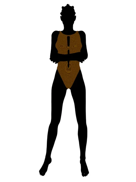 非洲裔美国女性泳装剪影 — 图库照片