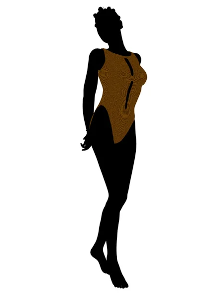 African American Femeie Costum de baie Silueta — Fotografie, imagine de stoc