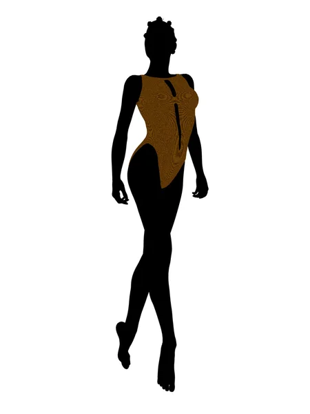アフリカ系アメリカ人女性の水着のシルエット — ストック写真