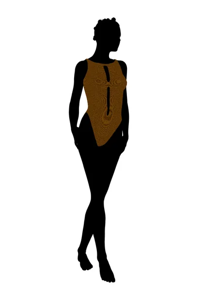 Afro-Amerikaanse vrouwelijke zwembroek silhouet — Stockfoto
