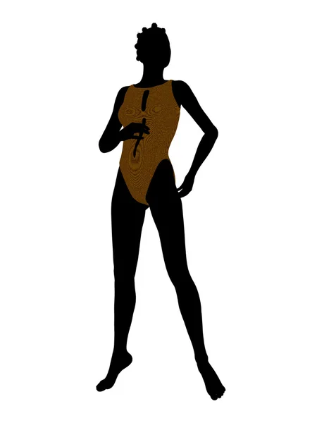 Africké americké ženské plavky silueta — Stock fotografie