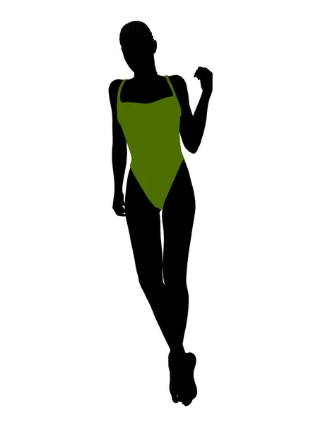 African American Female Swimsuit Silhouette — Stock Photo, Image