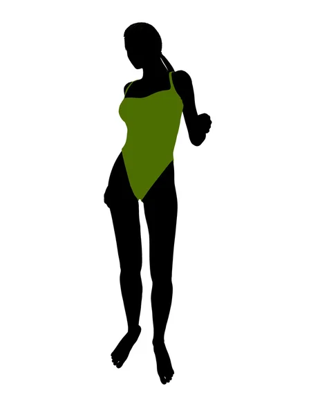 African American Female Swimsuit Silhouette — Stock Photo, Image