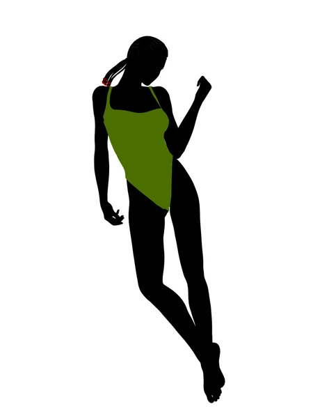 Afro-americano Feminino Swimsuit Silhouette — Fotografia de Stock