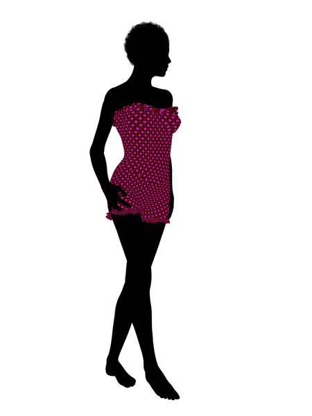 Afro-americano Feminino Swimsuit Silhouette — Fotografia de Stock
