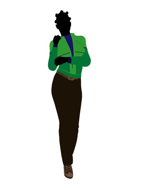 African American Outdoor Woman Silhouette — Stock Photo, Image